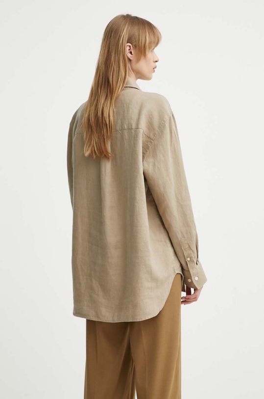 Odzież Samsoe Samsoe koszula lniana SALOVA F24100188 beżowy