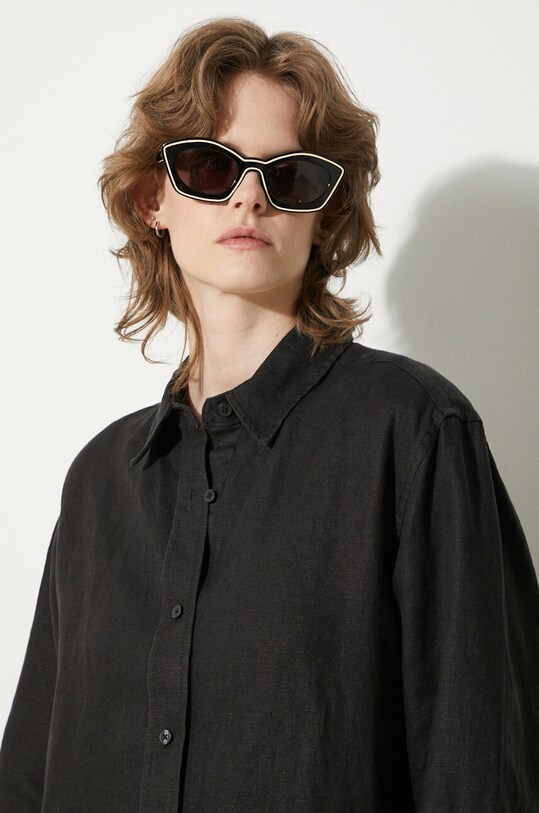 Samsoe Samsoe camicia di lino SALOVA F24100188 nero