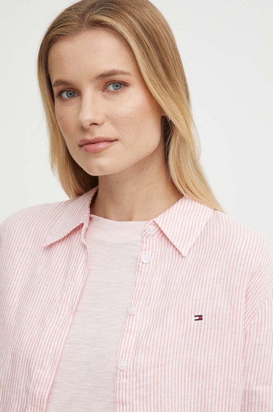 Tommy Hilfiger koszula lniana różowy WW0WW42036