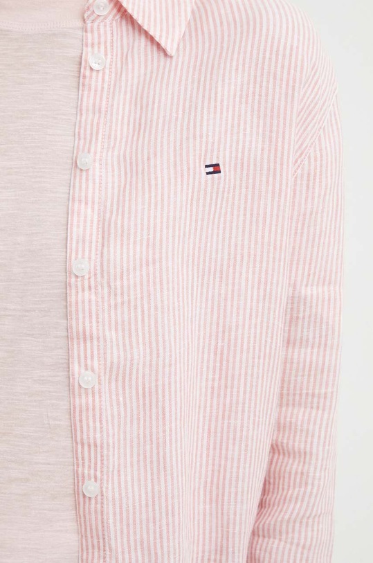 Tommy Hilfiger koszula lniana WW0WW42036 różowy