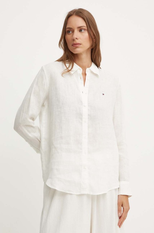 Сорочка з льону Tommy Hilfiger casual бежевий WW0WW42037