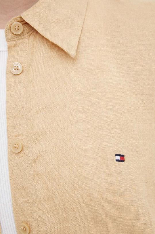 Сорочка з льону Tommy Hilfiger WW0WW42037 бежевий