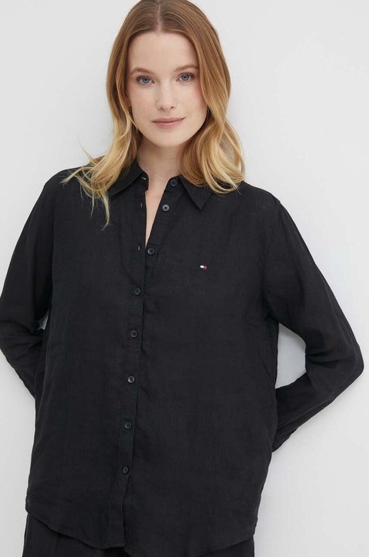 Сорочка з льону Tommy Hilfiger casual чорний WW0WW42037