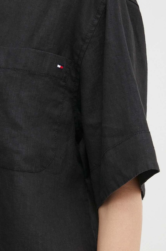 Ľanová košeľa Tommy Hilfiger WW0WW41392 čierna