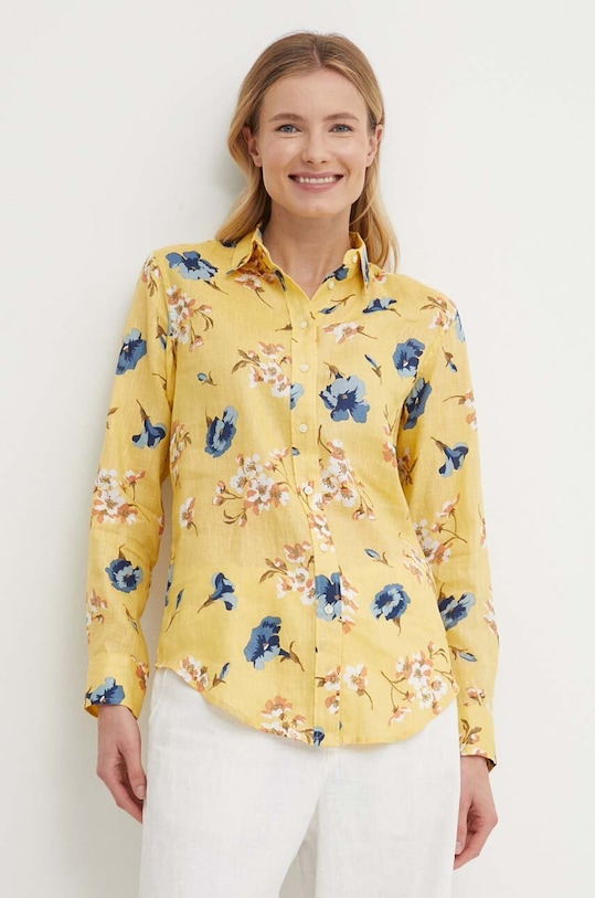 Lauren Ralph Lauren koszula lniana regular żółty 200938933