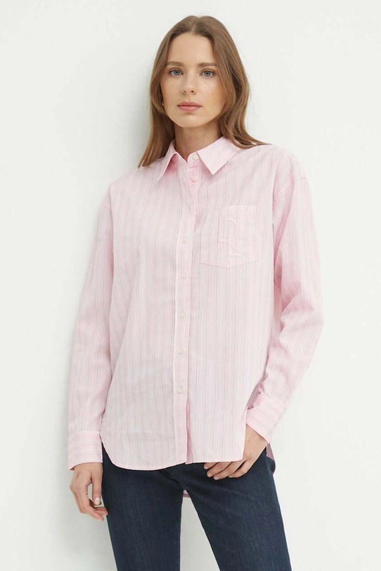 Pamučna košulja Lauren Ralph Lauren casual roza 200932627