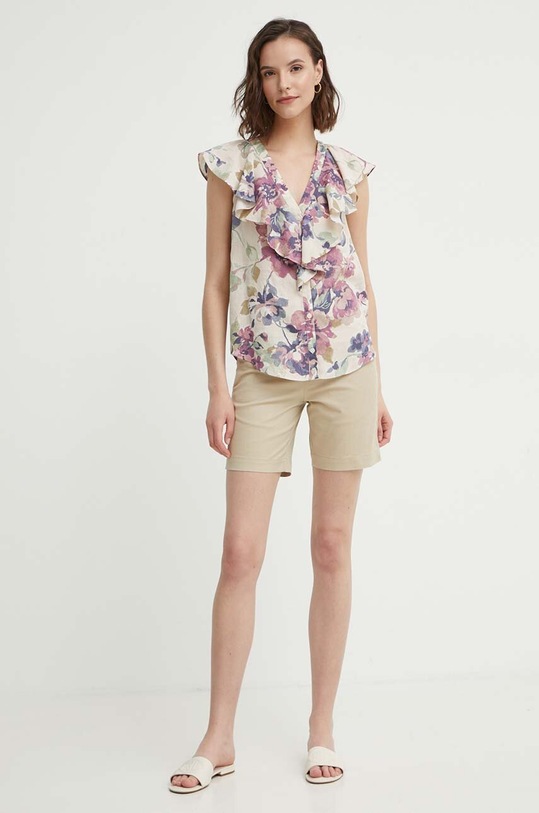 Πουκάμισο από λινό Lauren Ralph Lauren 200932660 μπεζ SS24