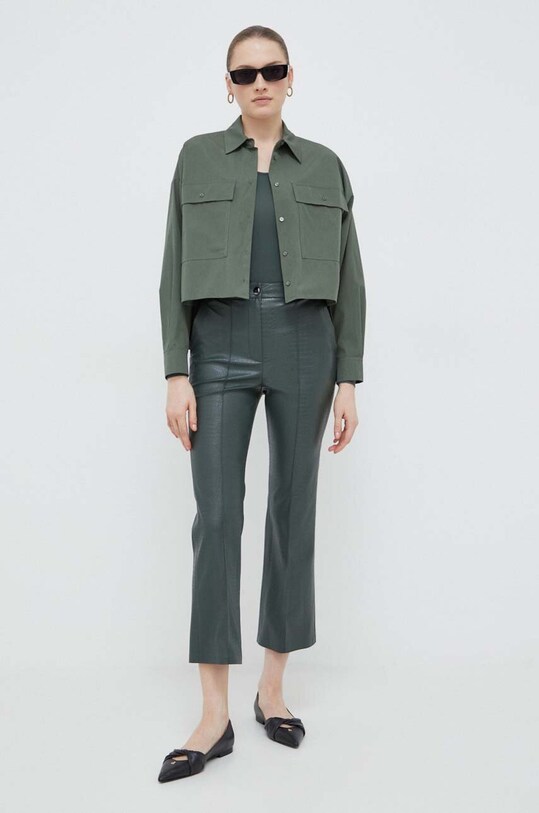 Weekend Max Mara koszula bawełniana 2415111011600 zielony SS24