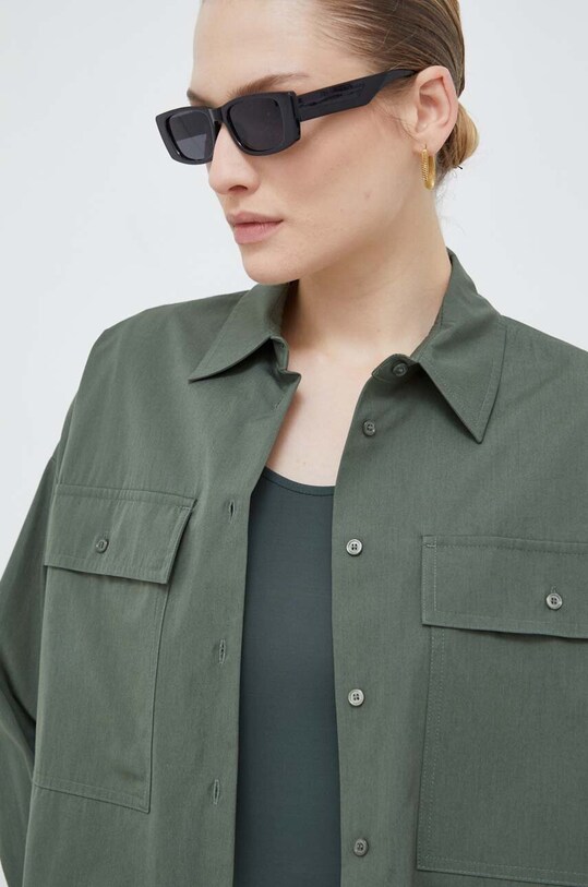 Weekend Max Mara koszula bawełniana zielony 2415111011600