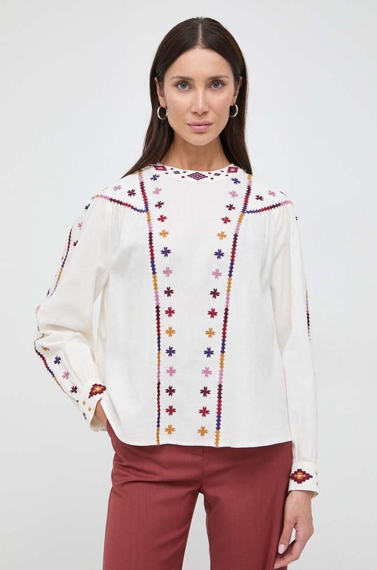 Хлопковая блузка Weekend Max Mara длинный бежевый 2415111031600