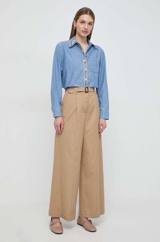 Odzież Weekend Max Mara koszula bawełniana 2415111091600 niebieski