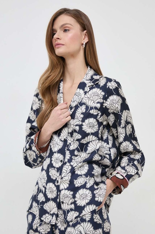 Weekend Max Mara cămașă de mătase cu modele bleumarin 2415111101600