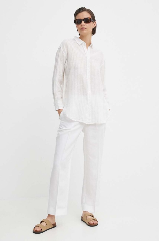 Pepe Jeans koszula z domieszką lnu POLLY PL304804 beżowy SS24