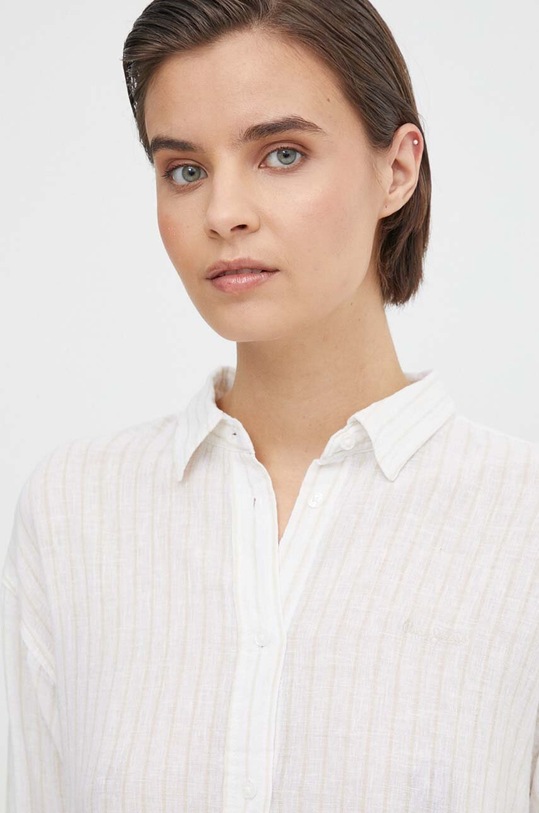 Pepe Jeans koszula z domieszką lnu POLLY beżowy PL304804