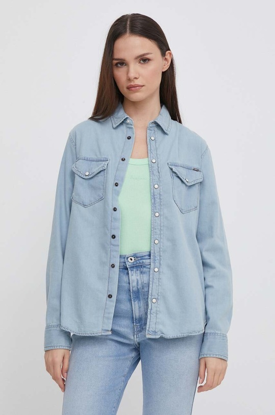 Pepe Jeans camasa jeans Ivy lung albastru PL304846PF8