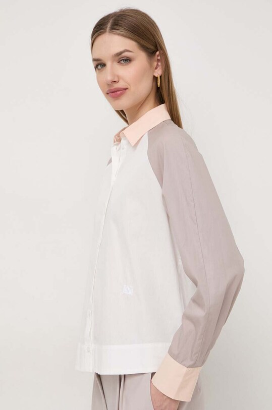 Bombažna srajca Armani Exchange Vzorčasti bela 3DYC07.YN3NZ