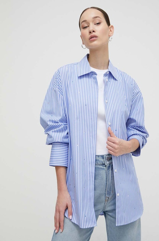 Памучна риза MSGM щампа син 3641MDE18X.247104