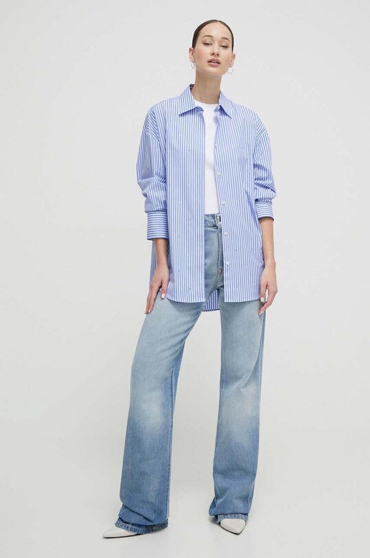 Хлопковая рубашка MSGM 3641MDE18X.247104 голубой SS24