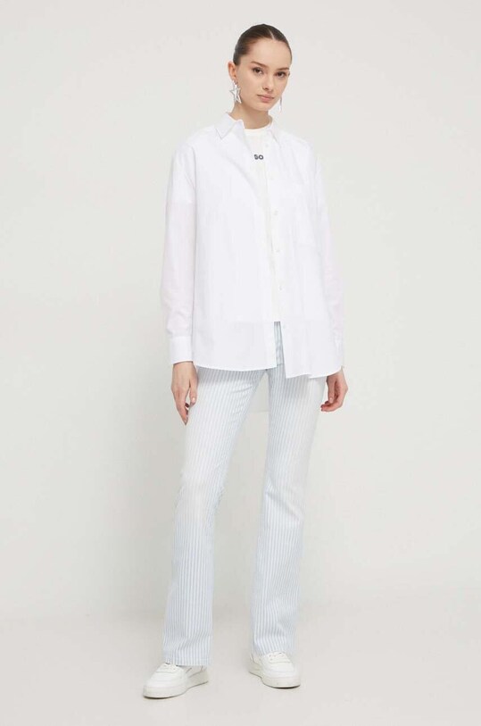 Βαμβακερό πουκάμισο HUGO 50515741 λευκό AA00