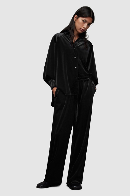 Velurová košile AllSaints Oana černá W003PZ