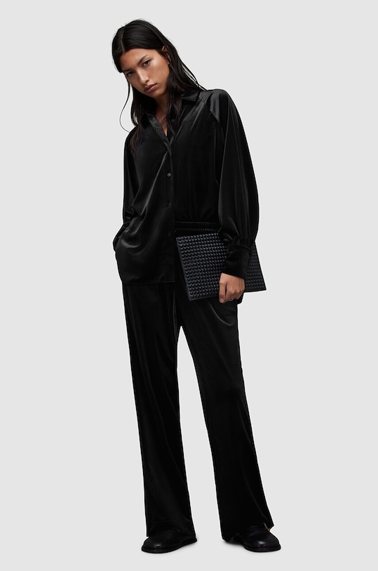 Velurová košile AllSaints Oana W003PZ černá