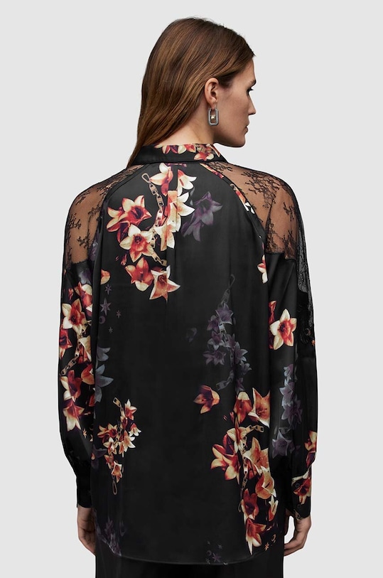 AllSaints camasa cu matase Oana negru WH042Z