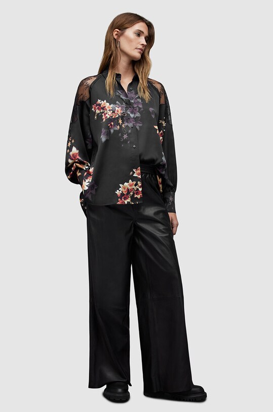 AllSaints koszula z jedwabiem Oana WH042Z czarny