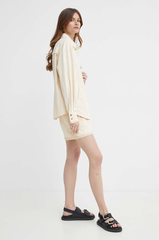 Риза с лен Twinset 241TT2300 бежов SS24