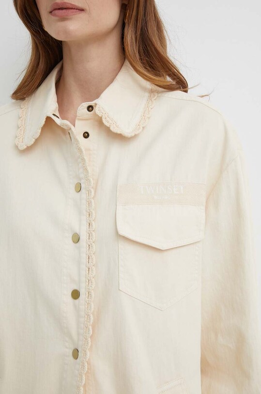 Риза с лен Twinset 241TT2300 бежов