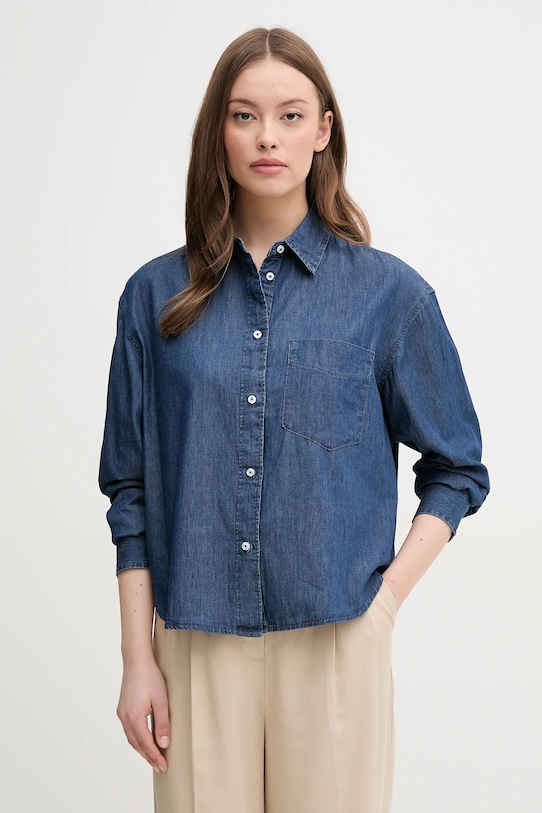 Rifľová košeľa United Colors of Benetton tmavomodrá 5DHJDQ07U