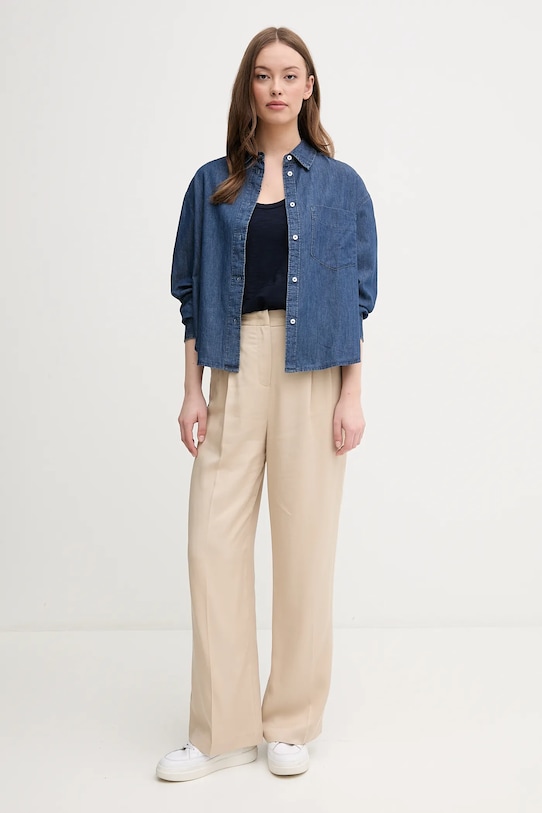 Rifľová košeľa United Colors of Benetton 5DHJDQ07U tmavomodrá SS25