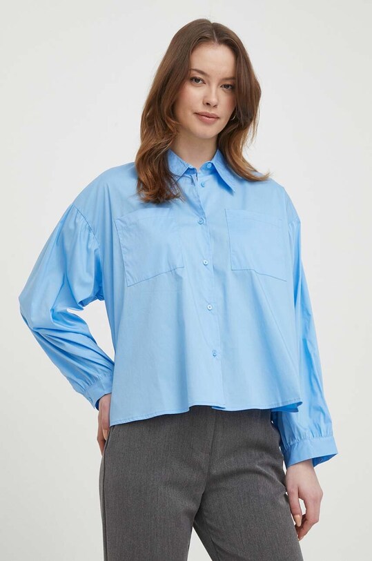 United Colors of Benetton koszula z elastanem niebieski 5AWRDQ07W