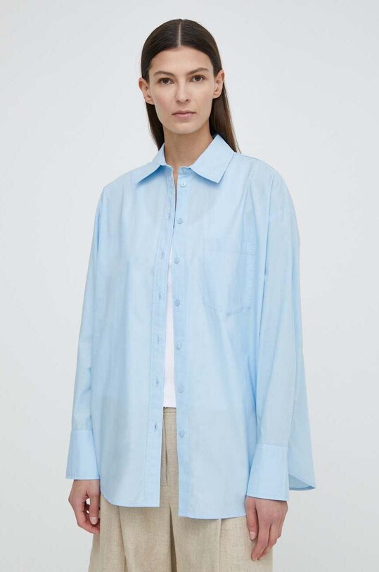 Bombažna srajca 2NDDAY 2ND Didier TT - Cotton Delight Dolg modra 2242130257