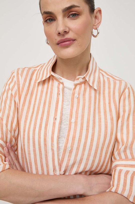 Weekend Max Mara koszula lniana pomarańczowy 2415111022600