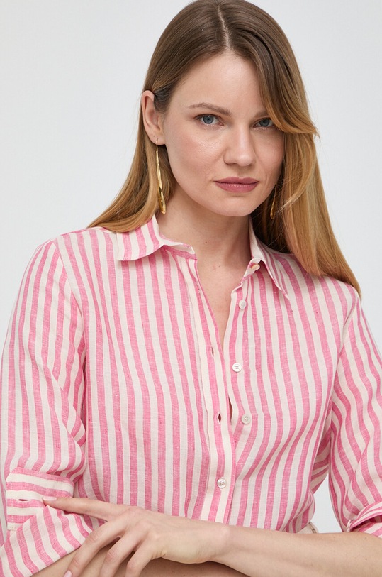 Weekend Max Mara koszula lniana różowy 2415111022600