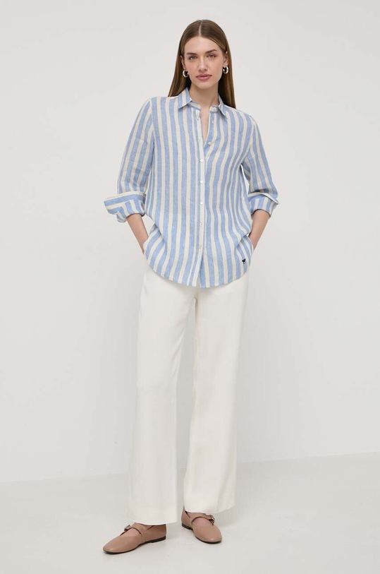 Weekend Max Mara koszula lniana 2415111022600 niebieski SS24