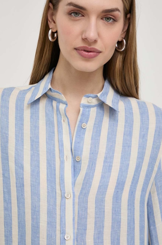 Weekend Max Mara koszula lniana niebieski 2415111022600