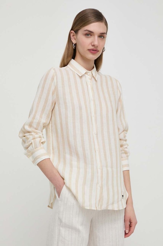 Weekend Max Mara koszula lniana regular beżowy 2415111022600