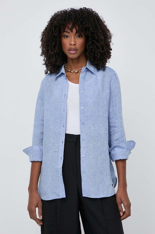 Ленена риза Weekend Max Mara стандартна син 2415111042600