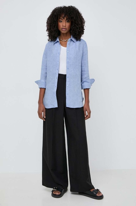 Ленена риза Weekend Max Mara 2415111042600 син SS24