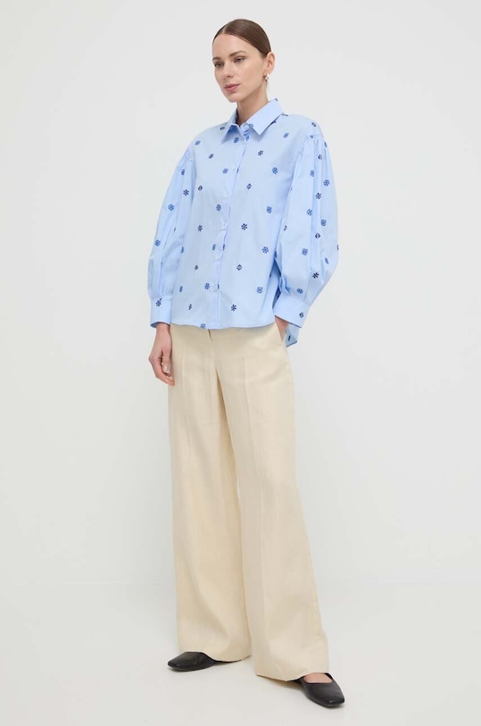 Weekend Max Mara cămașă din bumbac 2415111052600 albastru SS24