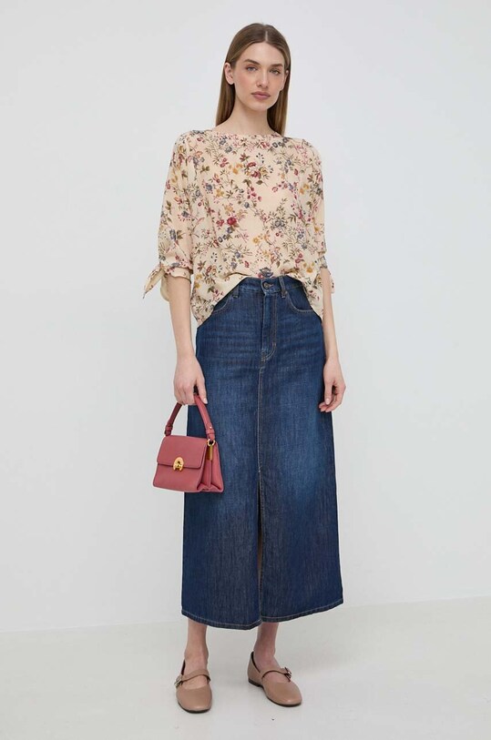 Weekend Max Mara bluzka jedwabna 2415111072600 beżowy SS24
