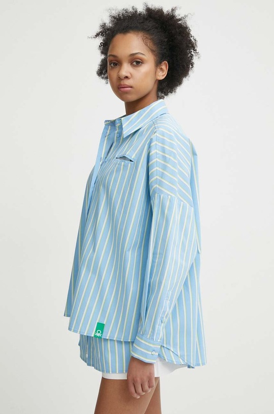 Košile United Colors of Benetton pruhy modrá 5RTCDQ08W