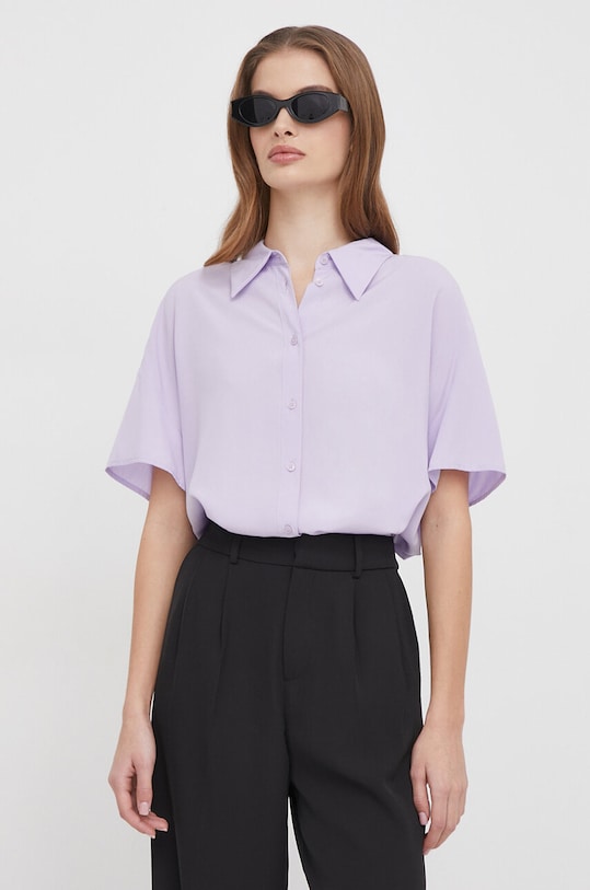 Košeľa United Colors of Benetton relaxed fialová 5WPWDQ04S