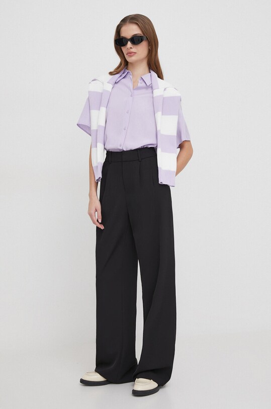 Košeľa United Colors of Benetton 5WPWDQ04S fialová SS24