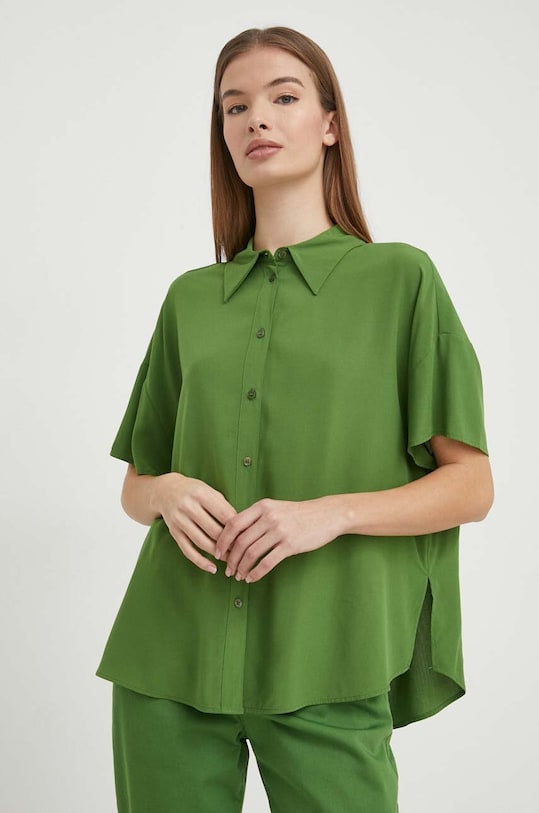 Košeľa United Colors of Benetton relaxed zelená 5WPWDQ04S