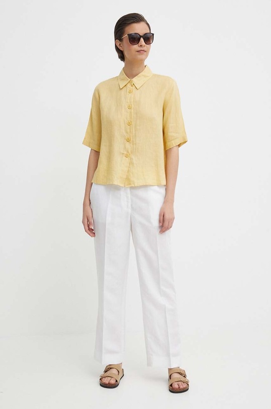 United Colors of Benetton koszula lniana 5BML5QB75 żółty AA00