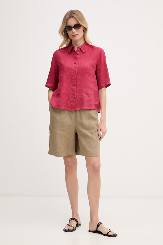 United Colors of Benetton cămașă de damă de in 5BML5QB75 rosu AA00