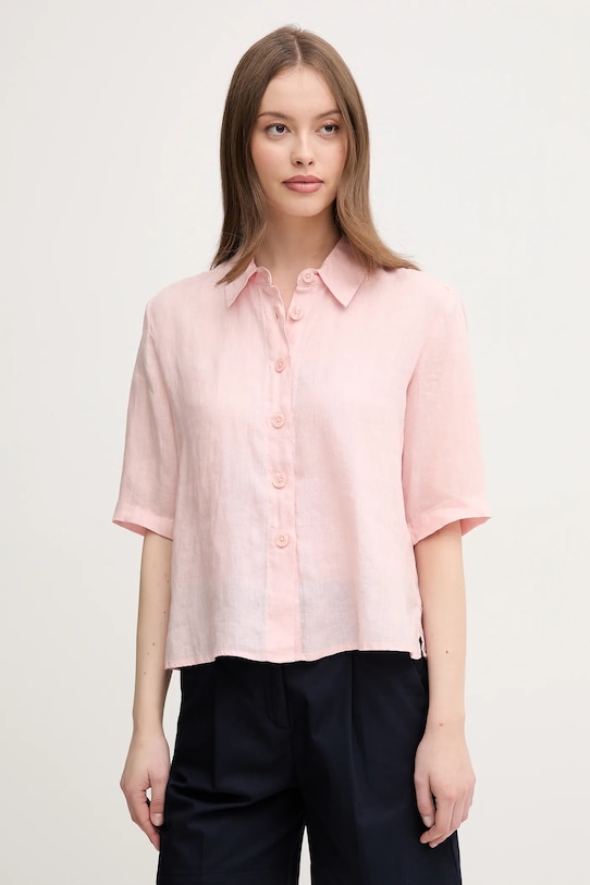 United Colors of Benetton koszula lniana różowy 5BML5QB75