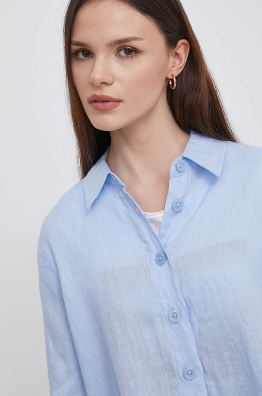 United Colors of Benetton koszula lniana niebieski 5BML5QB75
